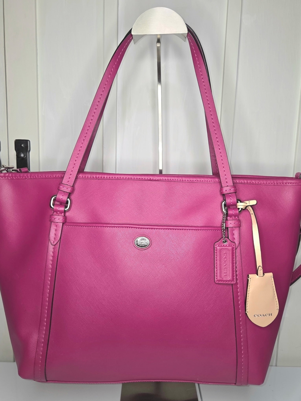 Coach Peyton Fuchsia Magenta Pink Leather Tote Shoulder Bag F25667
